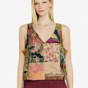 Ondademar  patchwork print cropped top size Large nothing matches artsy design
